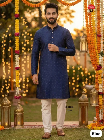 Silk Jacquard Men's Festive Kurta Pajama Set